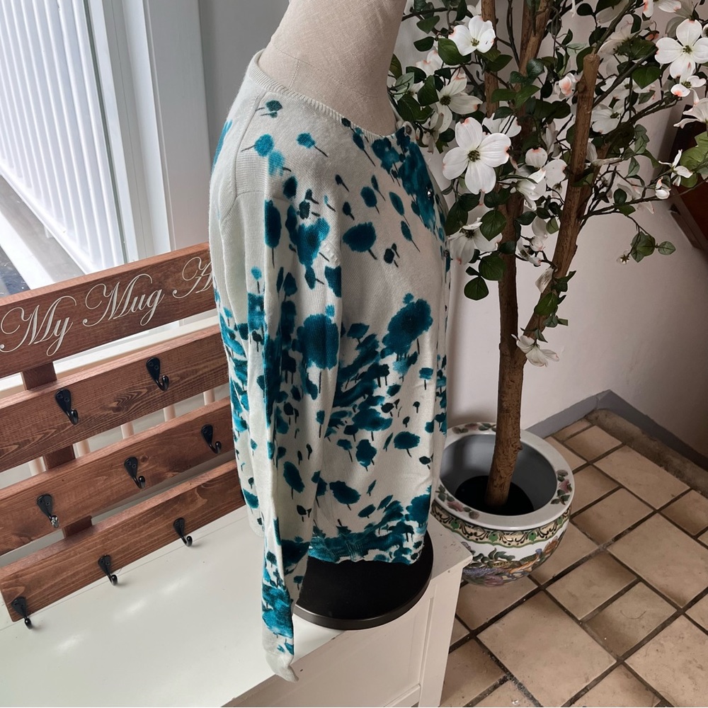 Calvin Klein Abstract Tree Print Cardigan, Size L - Picture 2 of 13